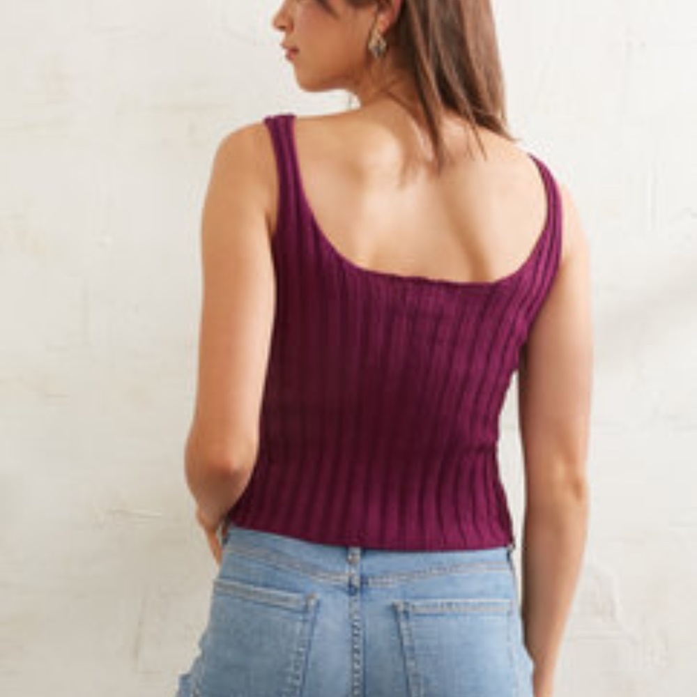 South Moon Under- Purple Button Front Tank Top - S - Picture 3 of 3